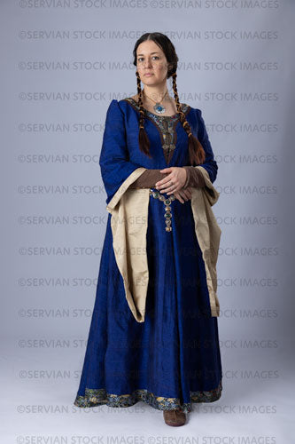 slim fit dress slacks The Tudor Duchess Midi Dress in Saxon Blue S main image 0