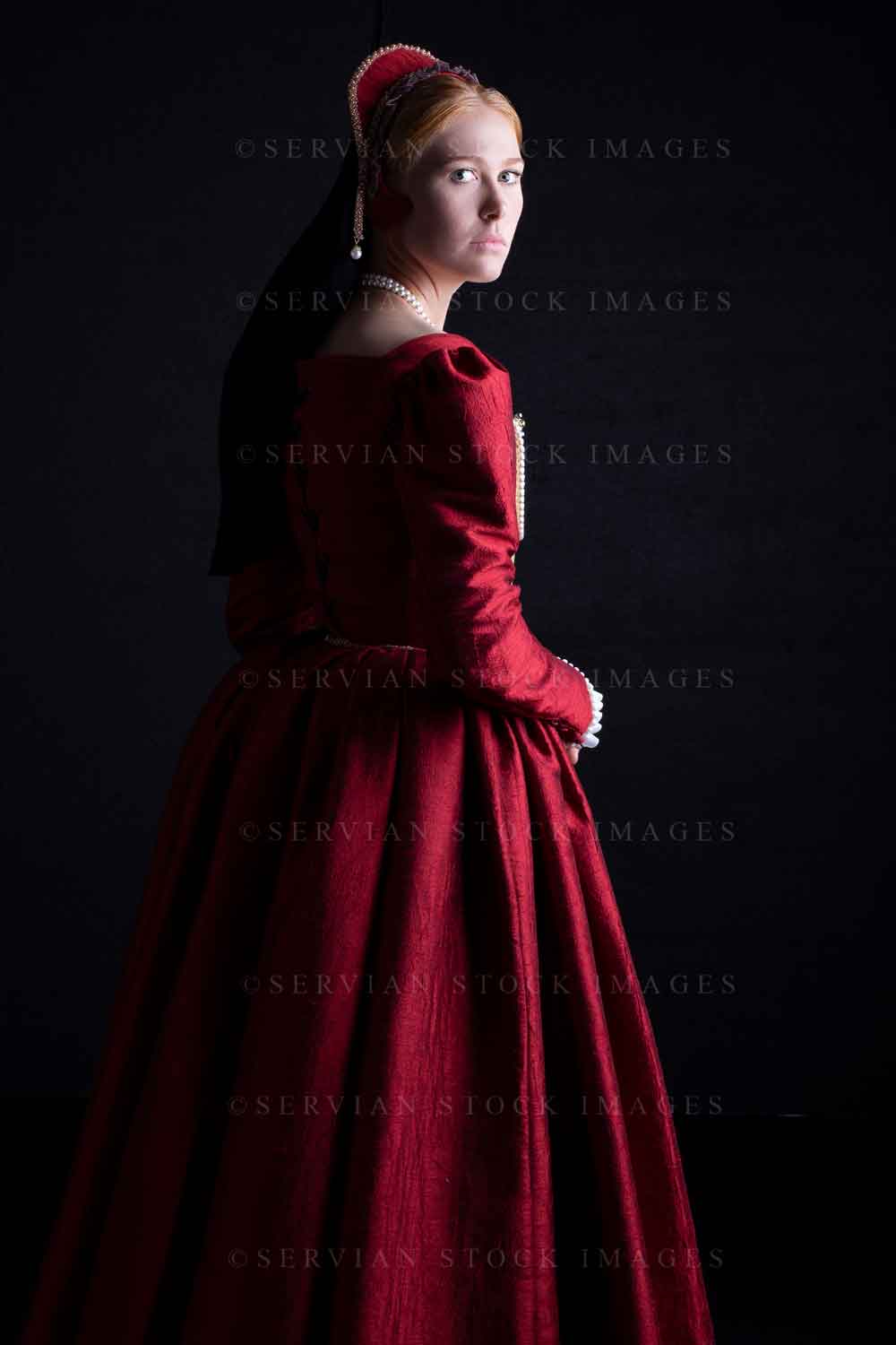 Tudor woman in an ornate red dress  (Lauren 0254)