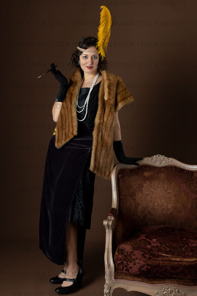 1920s woman in an evening gown and long gloves (Emma 404)