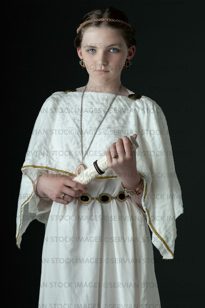 Roman girl wearing a white tunic and stola (HAVANA 556) – Servian Stock  Images