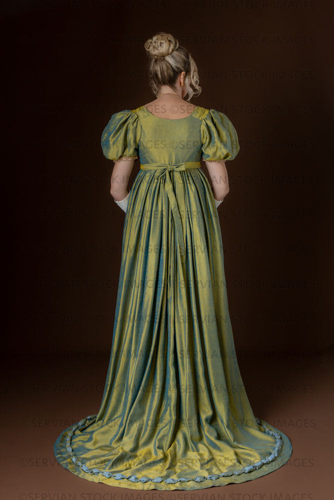 Regency woman wearing a green shot silk evening dress (Sherilyn 2631) Servian Stock Images Regency woman wearing a green shot silk evening dress (Sherilyn 2631) Servian Stock Images