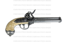 Load image into Gallery viewer, PNG - 16th century triple barrel flintlock pistol - 2 images (KATHY5387/89)