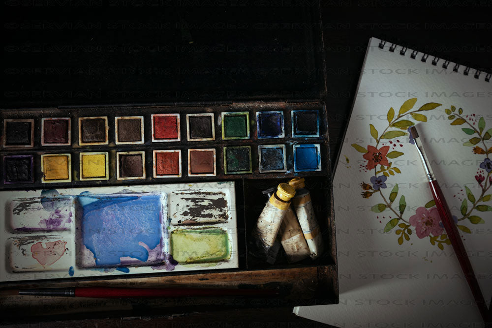 Still life -  Vintage watercolour painting set with simple painting (KS5822)