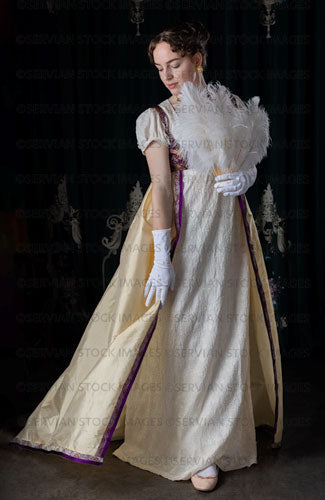 Regency woman wearing evening dress and holding a fan (Viola 7080)