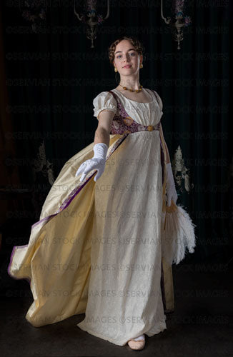 Regency woman wearing evening dress and holding a fan (Viola 7088)