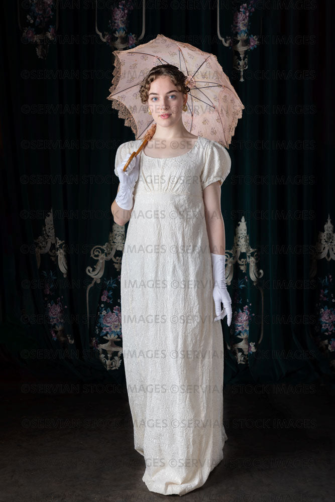 Regency woman wearing a day dress with a parasol (Viola 7231)