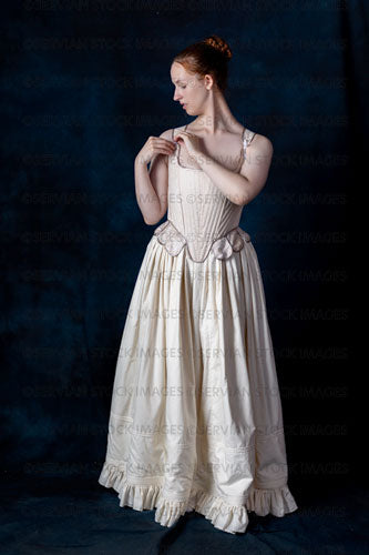 Renaissance/Georgian/Medieval woman wearing stays and a corded petticoat (Liv 8050)