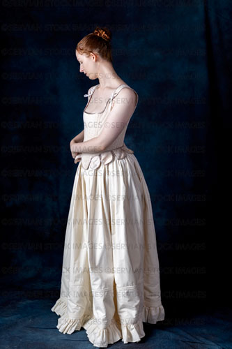 Renaissance/Georgian/Medieval woman wearing stays and a corded petticoat (Liv 8063)
