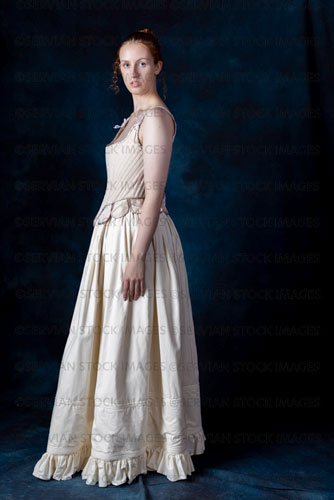 Renaissance/Georgian/Medieval woman wearing stays and a corded petticoat (Liv 8074)
