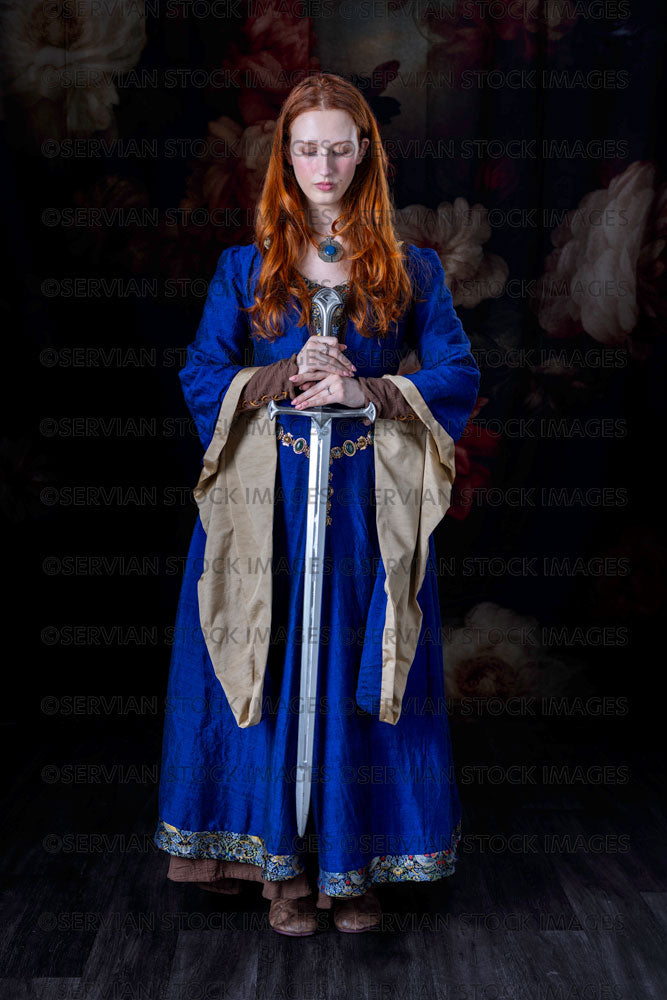 Medieval / Fantasy woman wearing a blue dress (Liv864)