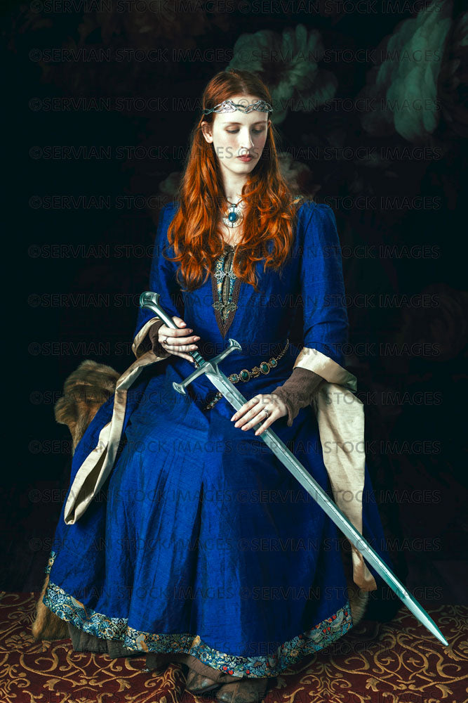 Medieval / Fantasy woman wearing a blue dress (Liv871)