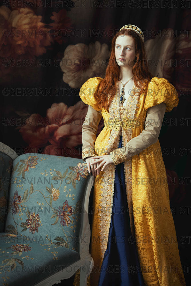 Renaissance / Fantasy woman wearing a gold dress (Liv481)