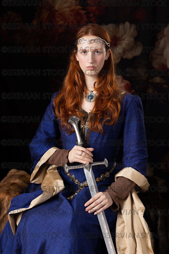 Medieval / Fantasy woman wearing a blue dress (Liv532)