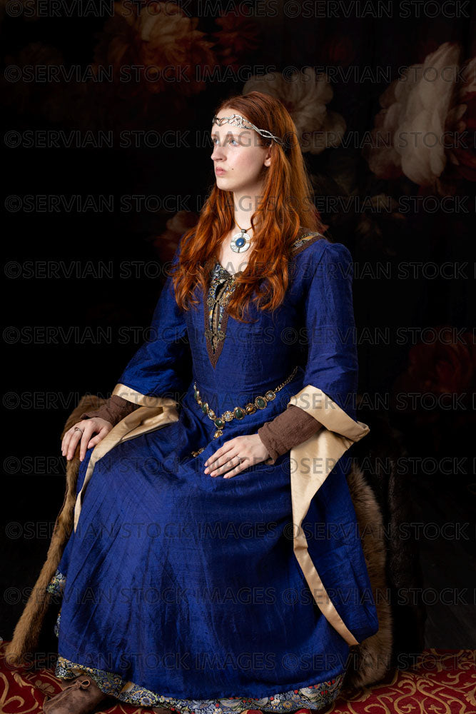 Medieval / Fantasy woman wearing a blue dress (Liv540)