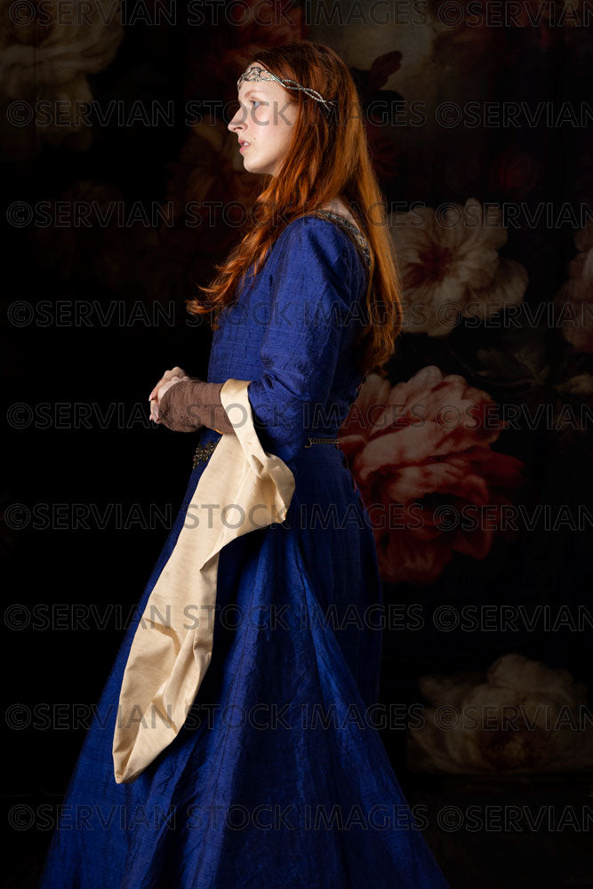 Medieval / Fantasy woman wearing a blue dress (Liv574)