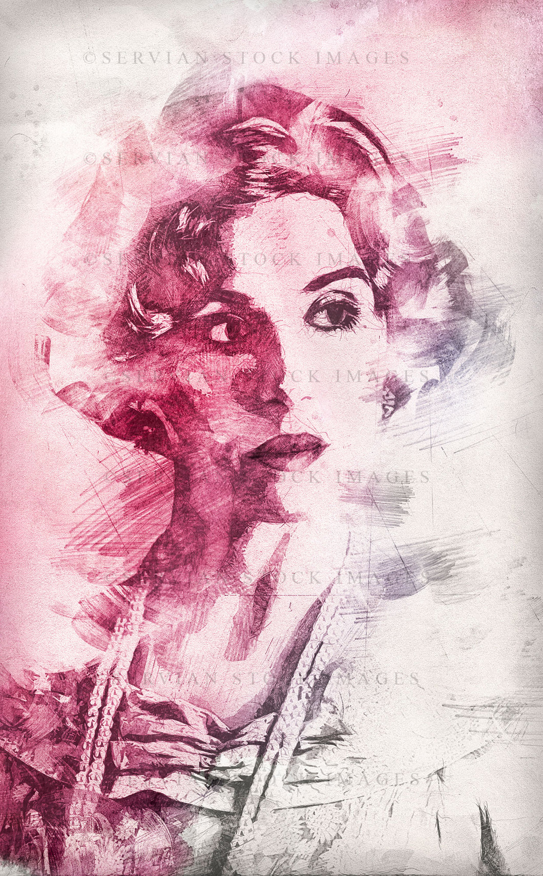 1930s woman - Watercolor effect image (Sarah 0001 WC)