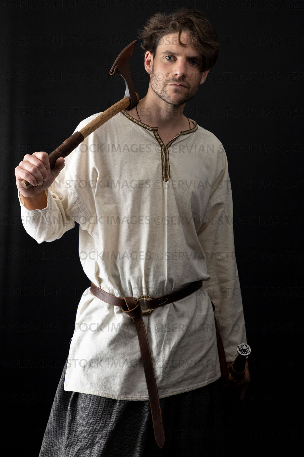 Viking or high fantasy man against a black backdrop (James 1002)