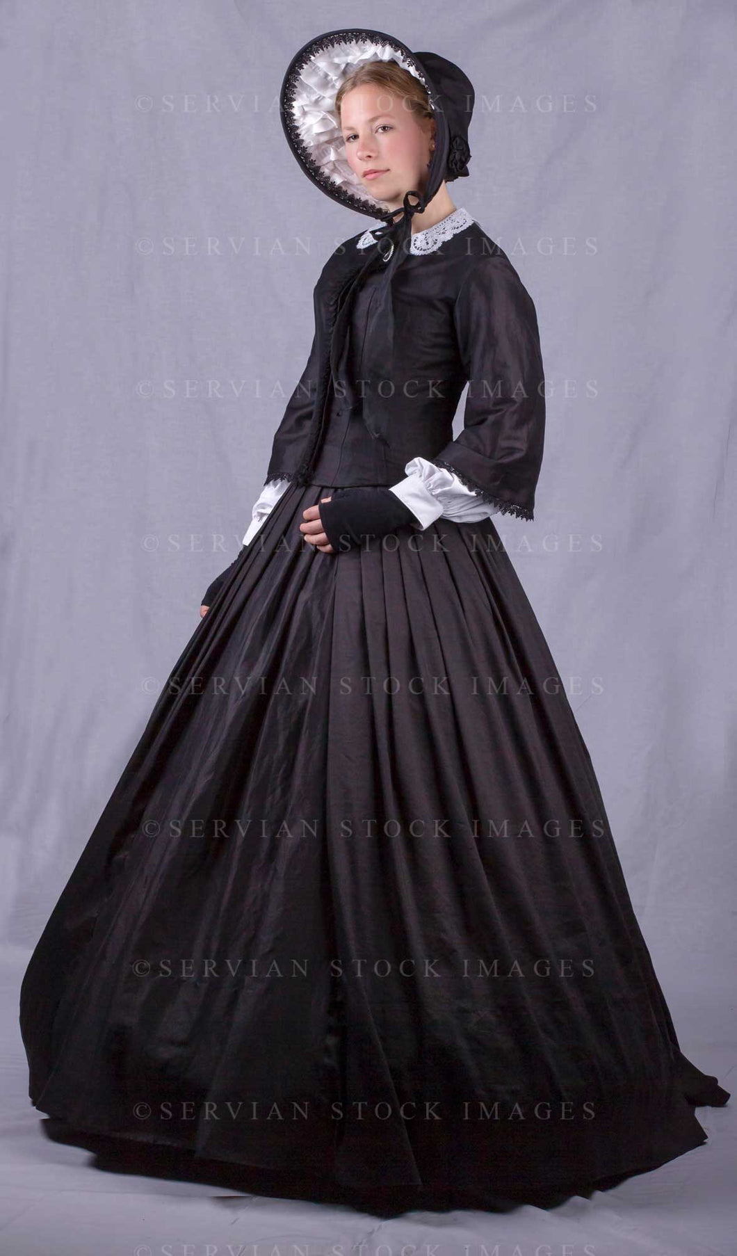 Victorian woman wearing a black bodice and skirt (Skye 0144)
