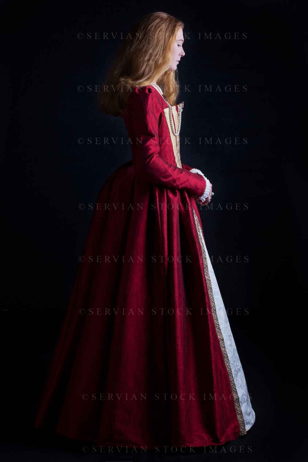 Tudor woman in an ornate red dress  (Lauren 0182)