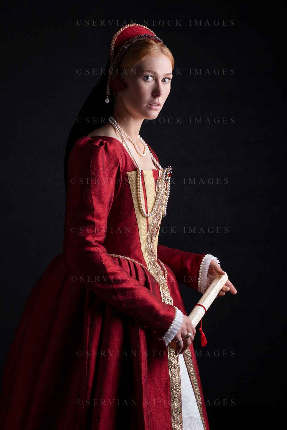 Tudor woman in an ornate red dress  (Lauren 0240)