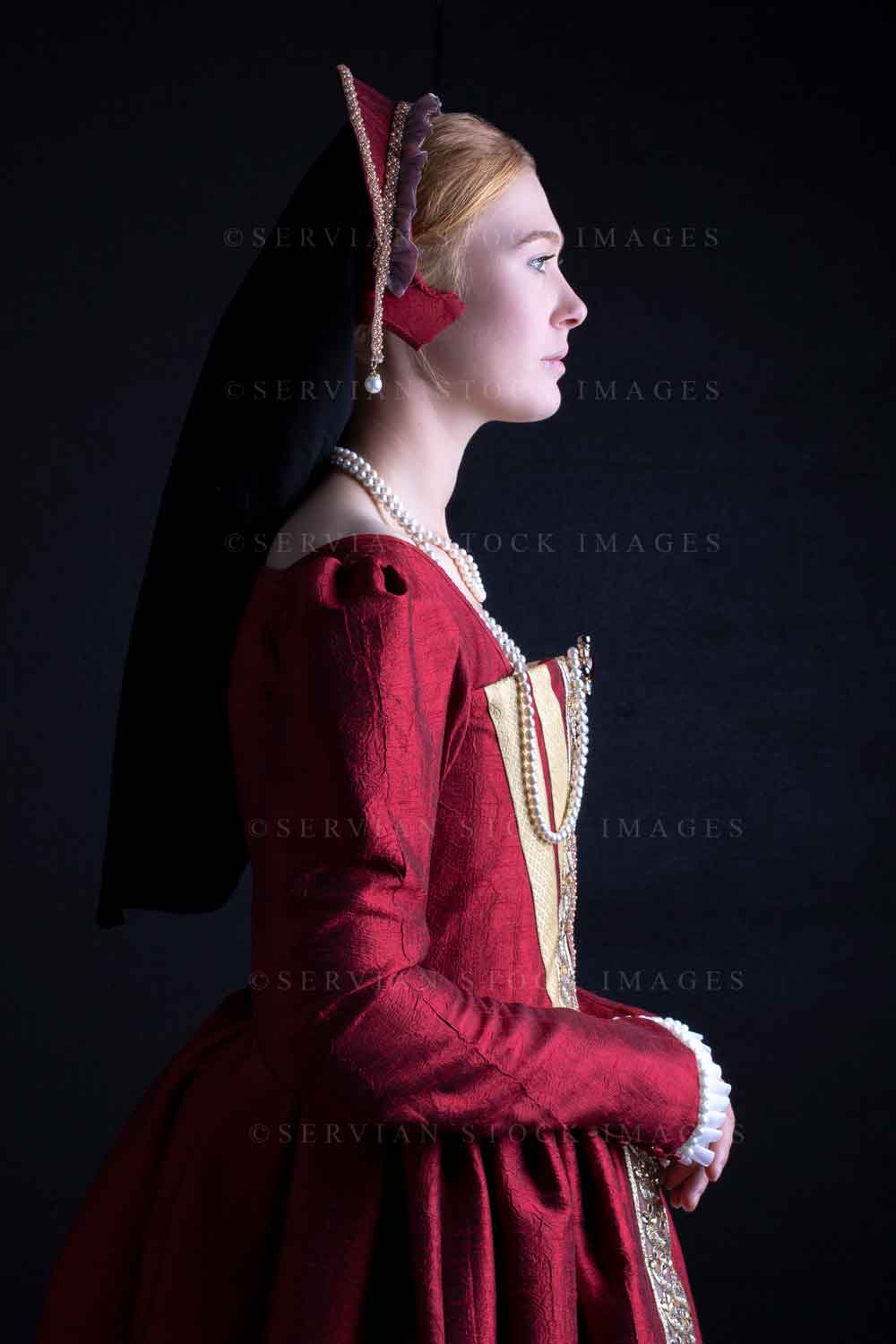 Tudor woman in an ornate red dress  (Lauren 0259)