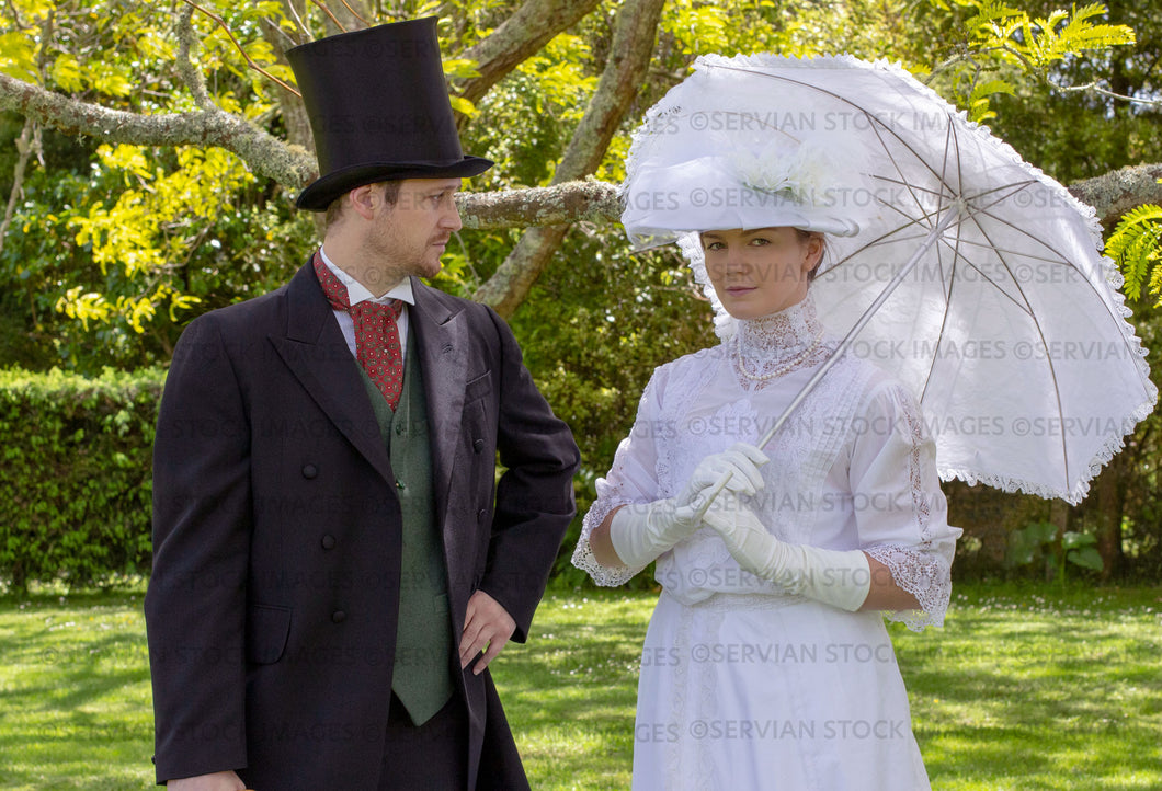 Edwardian couple in a sunny garden (Tayla and Aaron 0507)