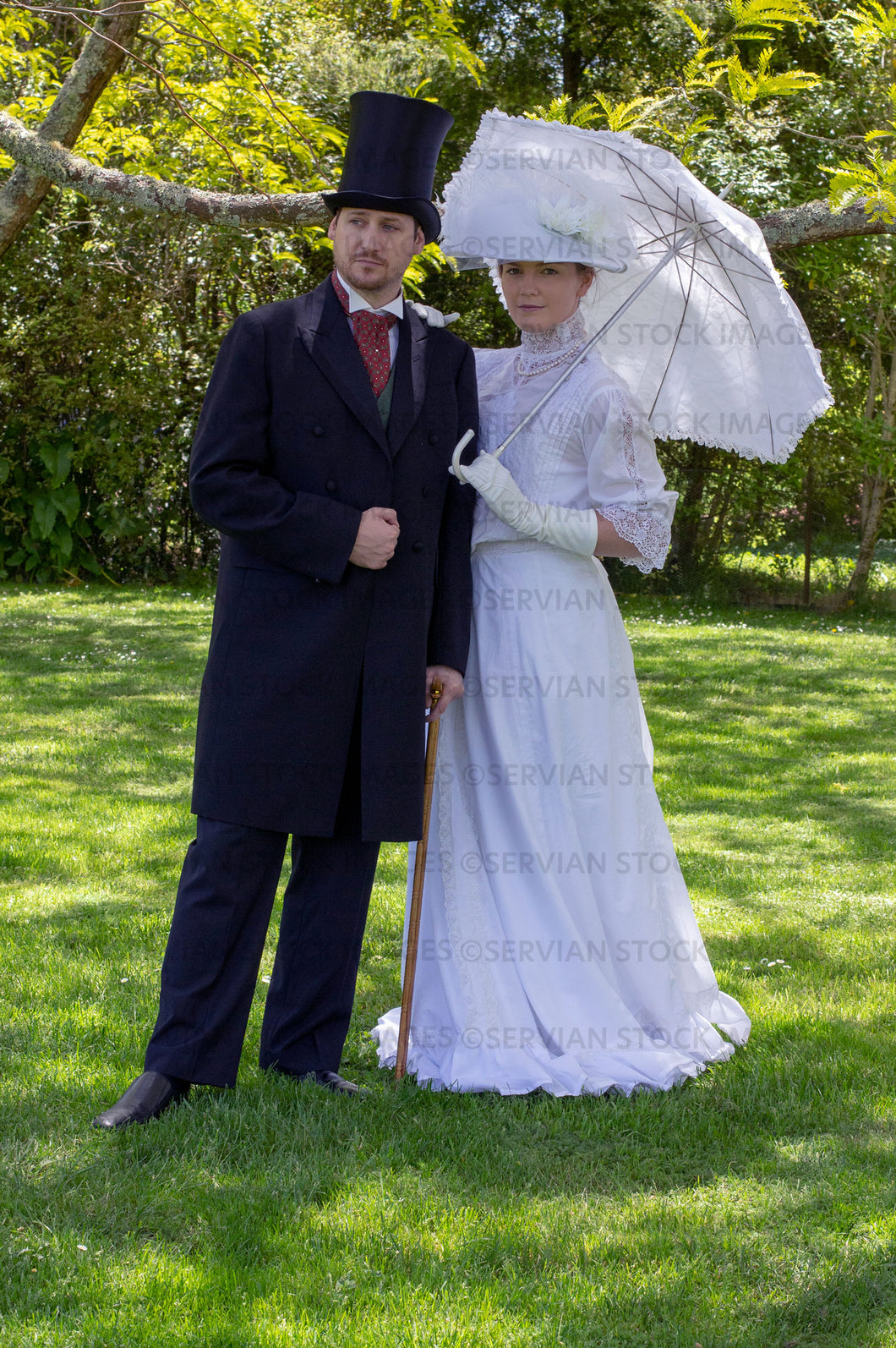 Edwardian couple in a sunny garden (Tayla and Aaron 0513)