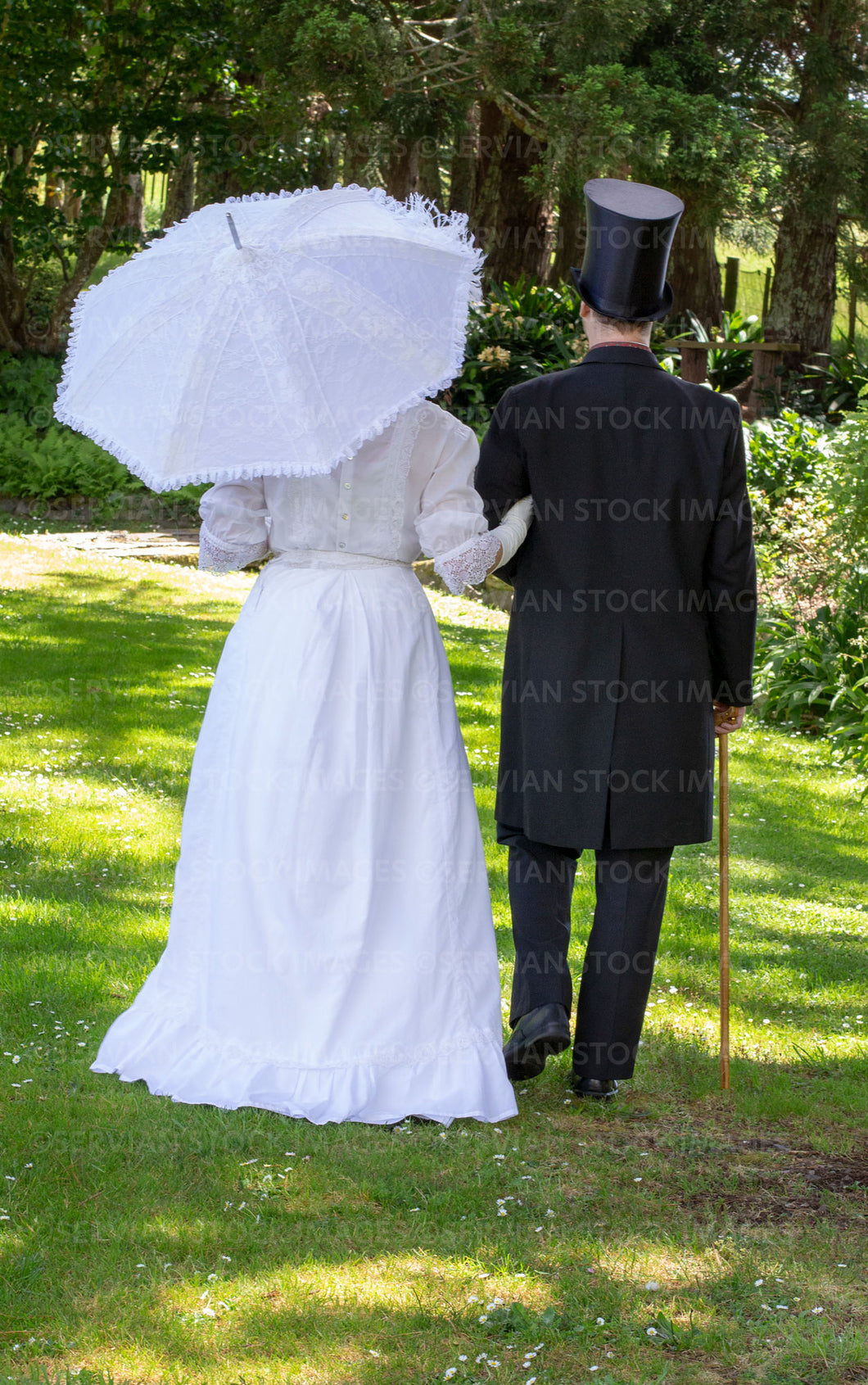 Edwardian couple in a sunny garden (Tayla and Aaron 0545)