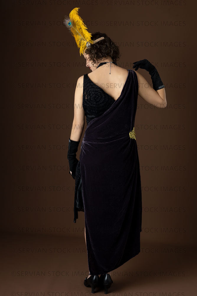 1920s woman in an evening gown and long gloves (Emma 344)