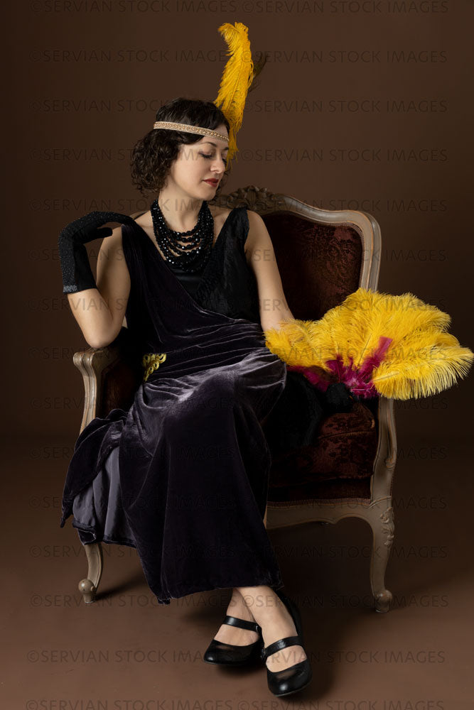 1920s woman in an evening gown and long gloves (Emma 380)