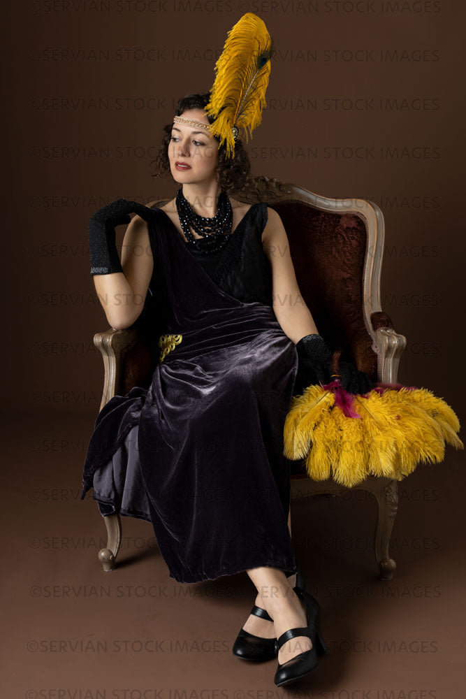 1920s woman in an evening gown and long gloves (Emma 381)
