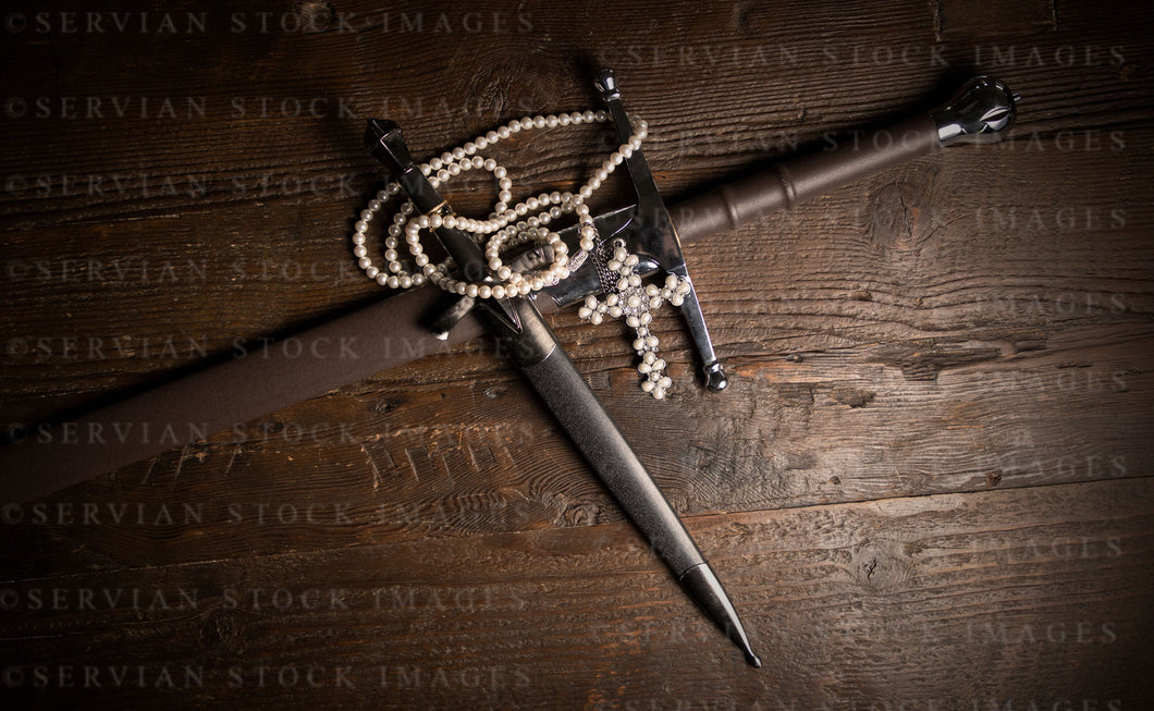 Still life - Sword, dagger, and pearl crucifix (KS1035)