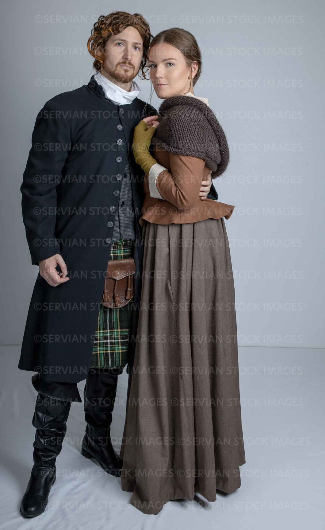 Georgian Scottish couple against a light grey backdrop (Tayla and Aaron 1156)