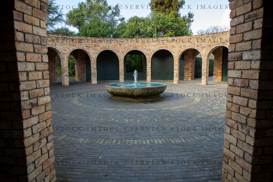 Historical building - circular courtyard with central fountain  (KS4067)