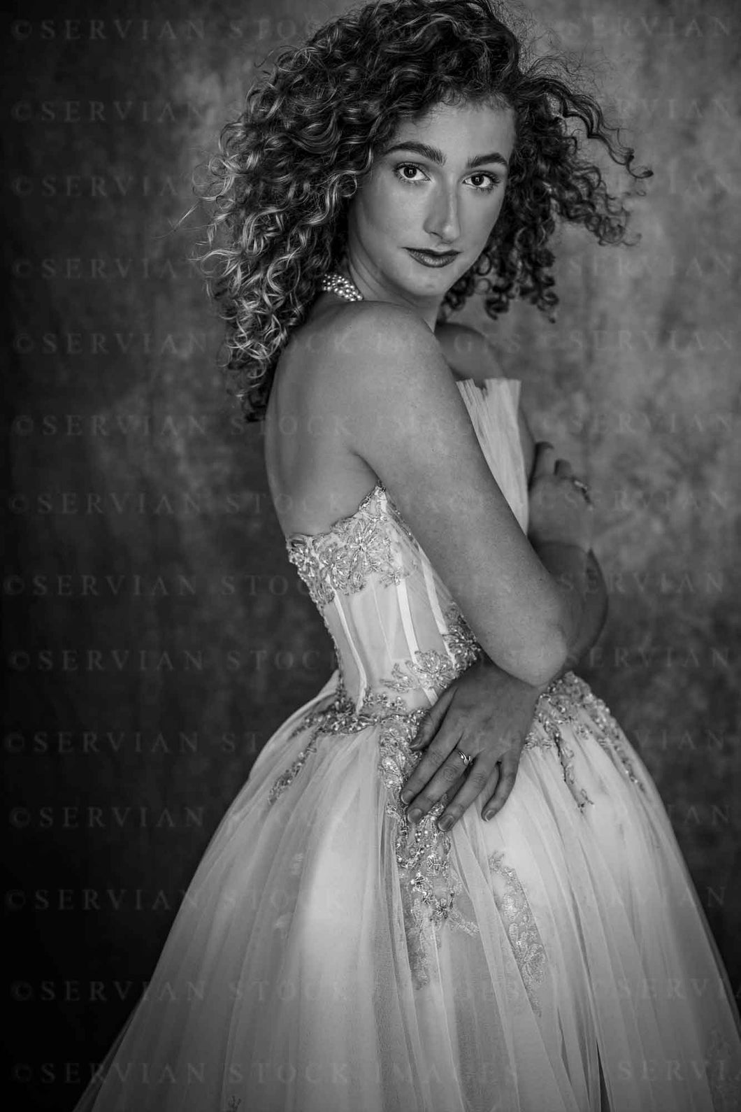 Contemporary (or 1950s) woman in a vintage wedding dress (Sav 0525) – Servian Stock Images Contemporary (or 1950s) woman in a vintage wedding dress (Sav 0525) – Servian Stock Images