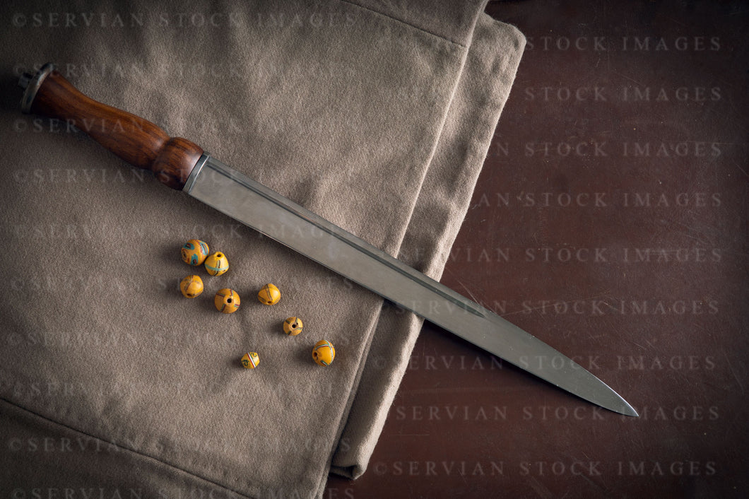 Still life -  Viking dagger and beads (KS0782)