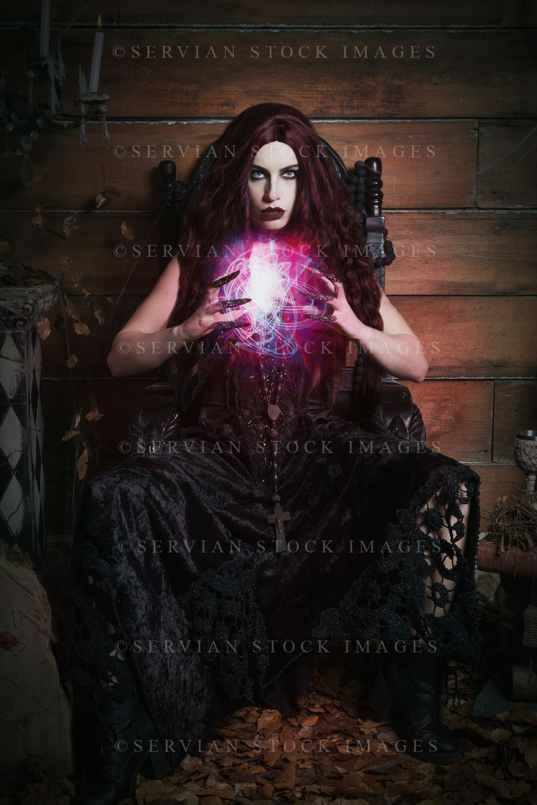 High Fantasy witch with glowing orb in her hands (Victoria 2529)