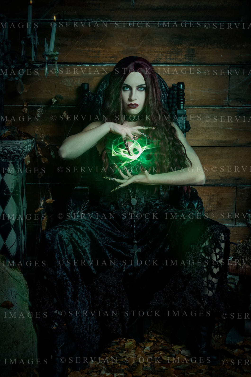 High Fantasy witch with glowing orb in her hands (Victoria 2531)