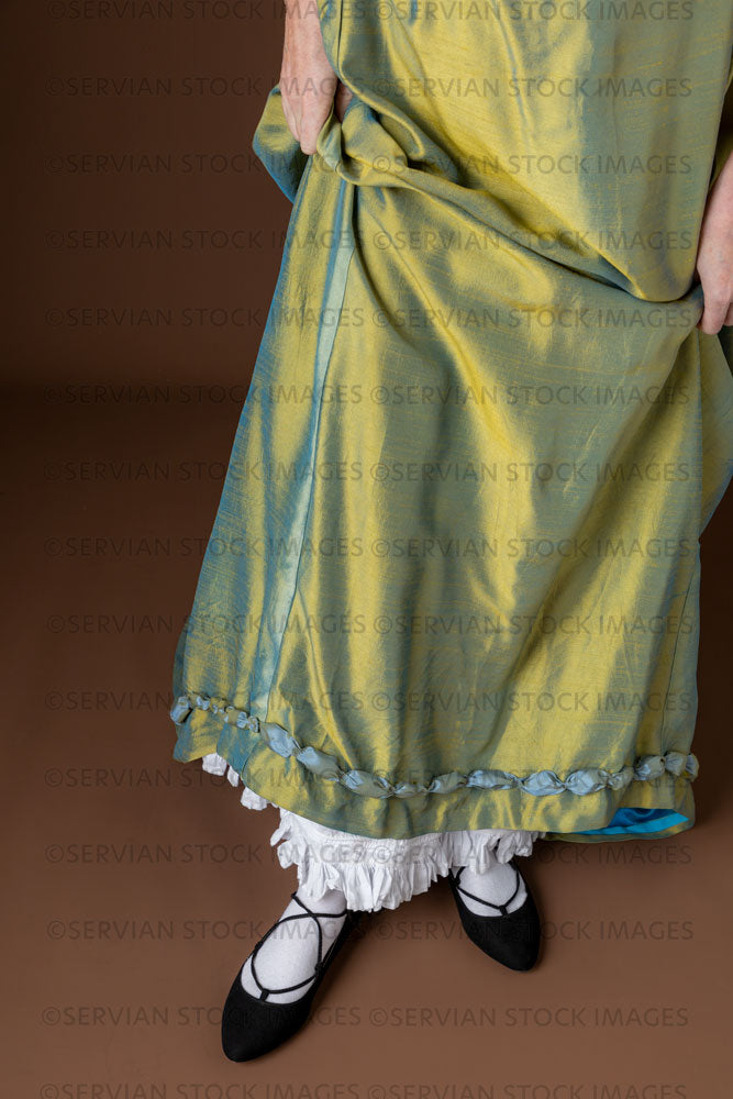 Regency woman wearing a green shot silk dress (Sherilyn 2716)