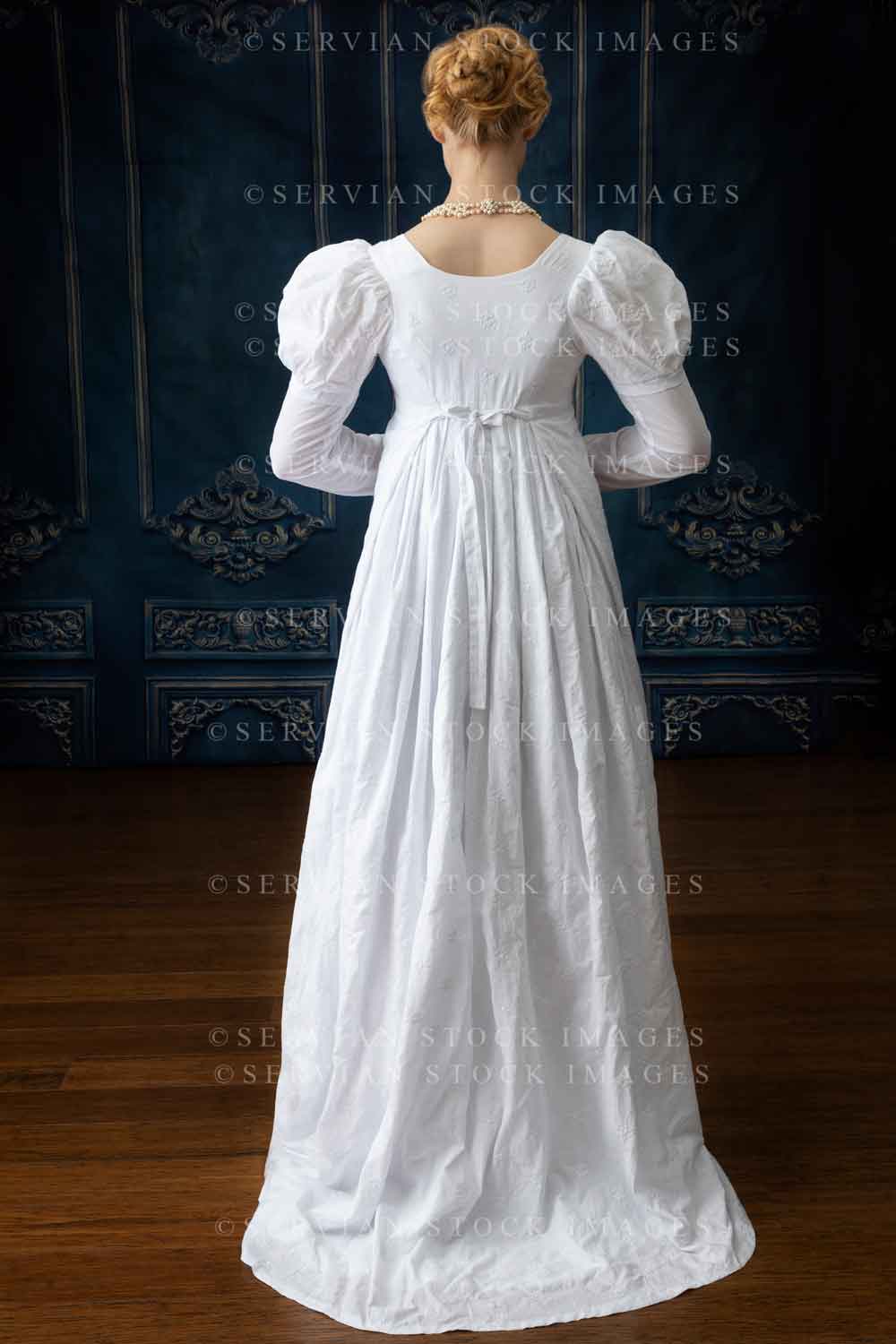 Regency woman in white muslin dress (Lauren 4423)