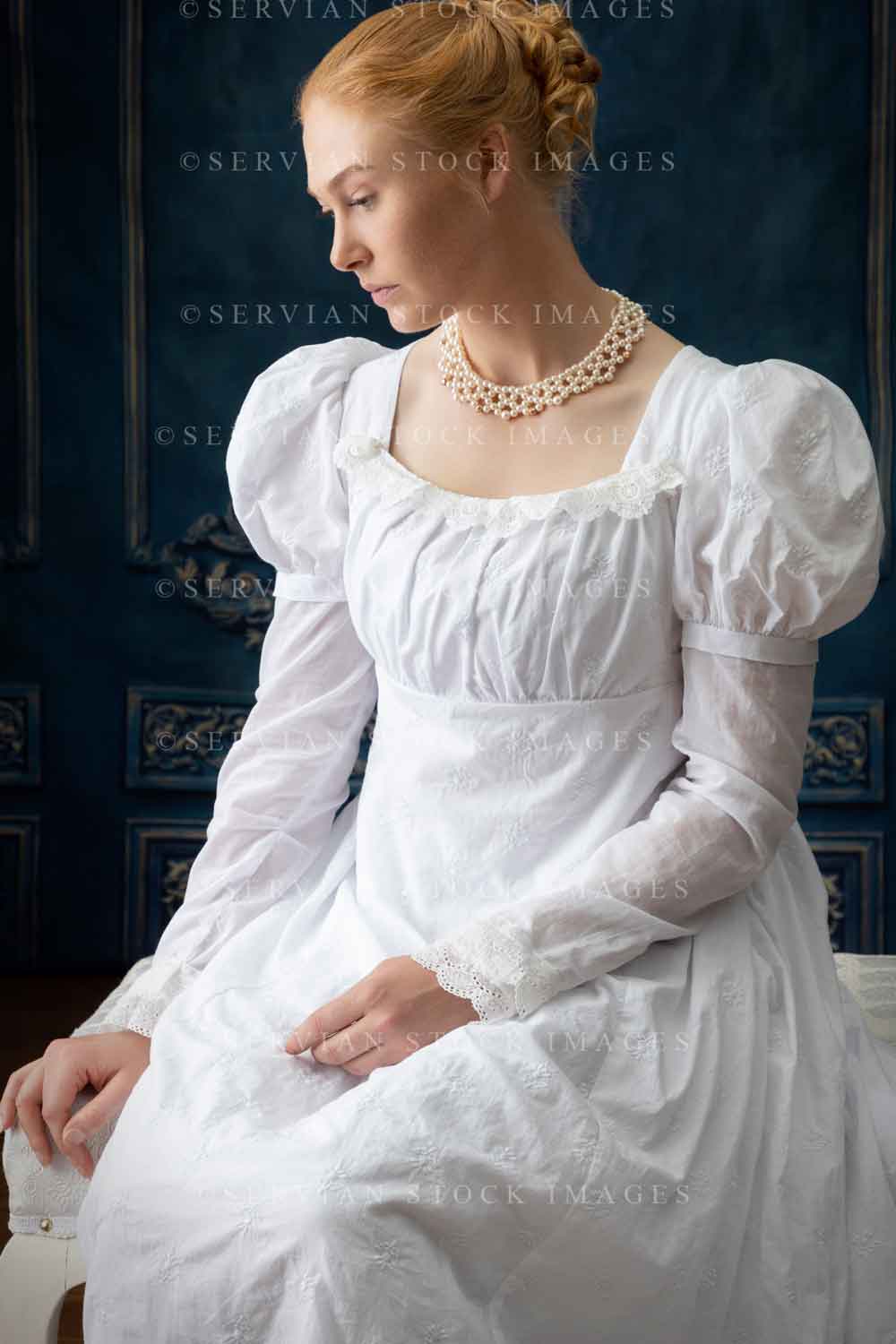 Regency woman in white muslin dress (Lauren 4451)