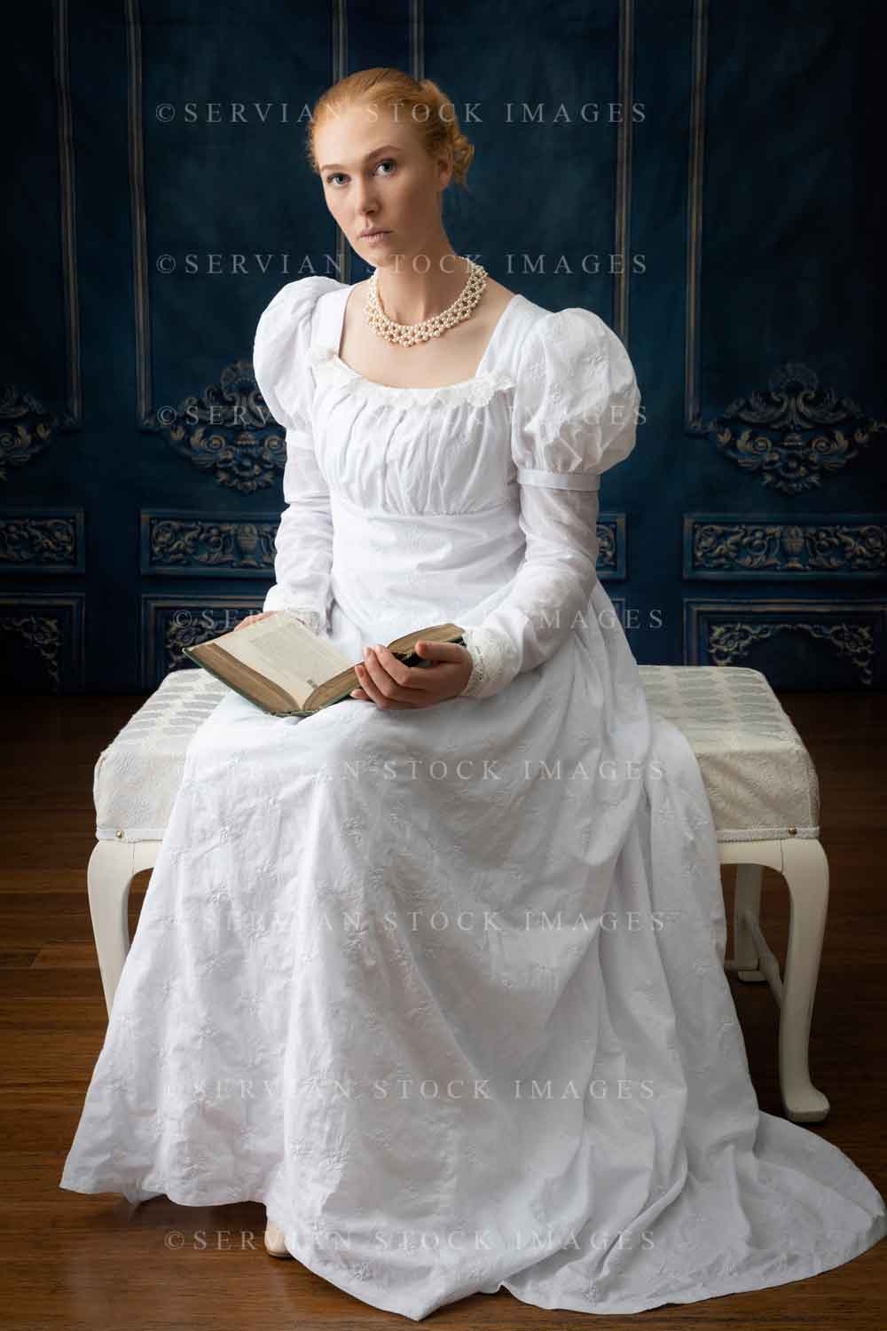 Regency woman in white muslin dress (Lauren 4467)
