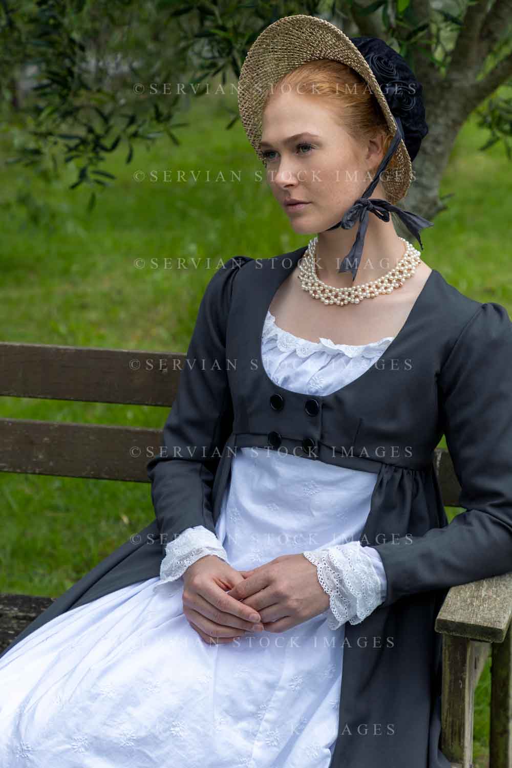Regency woman in white muslin dress (Lauren 4564)