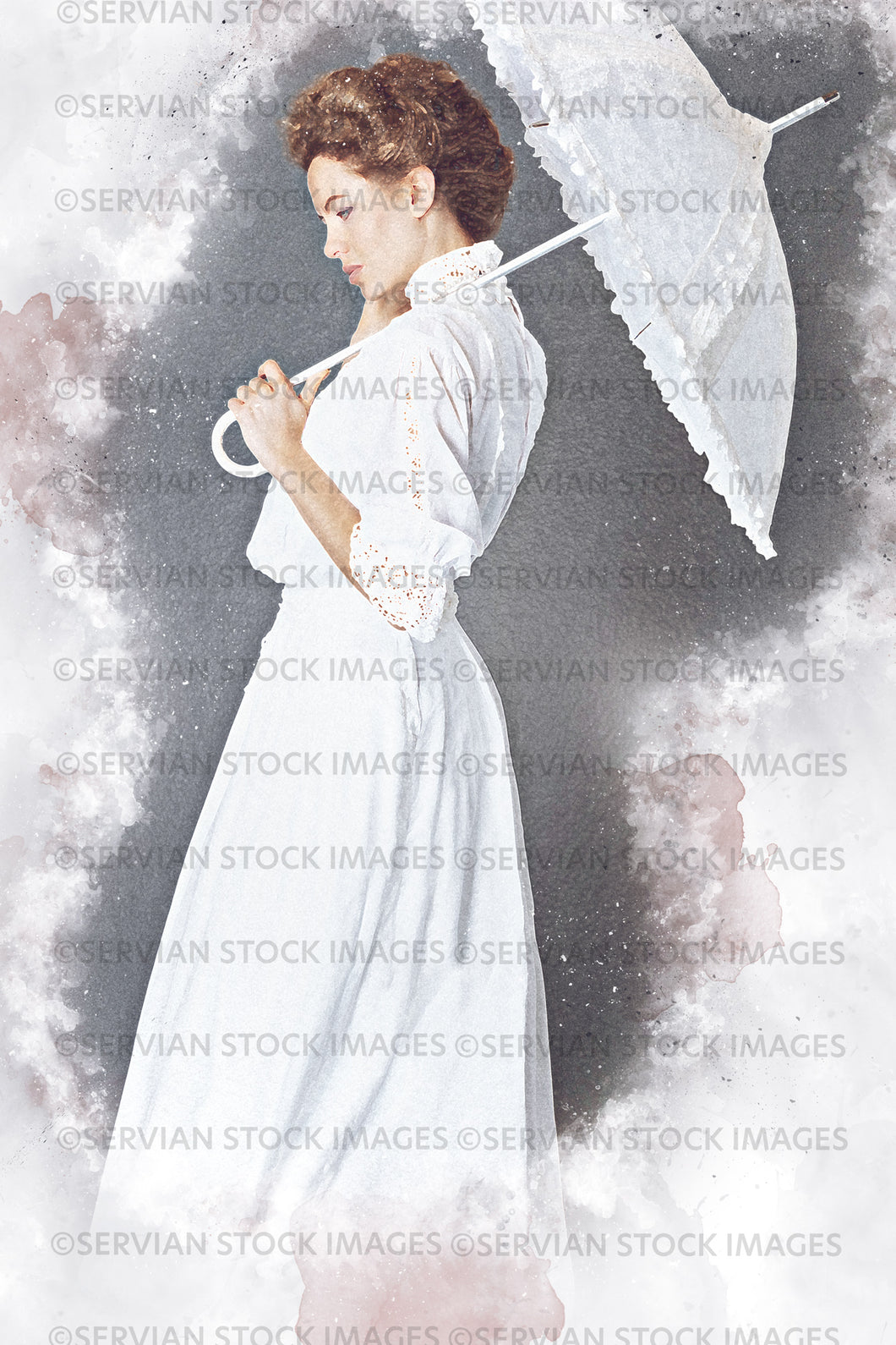 Edwardian woman - Watercolor effect image (Anastasiya 4865WC)