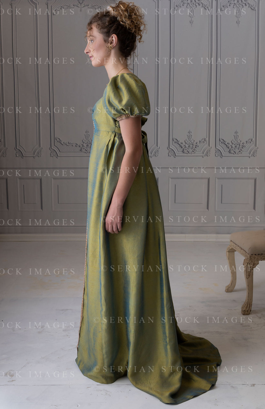 Regency woman in a shot silk gown (Sav 8510)