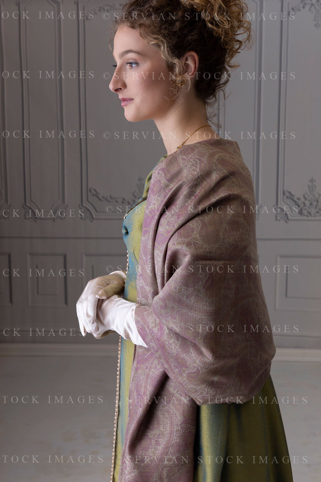 Regency woman in a shot silk gown (Sav 8566)