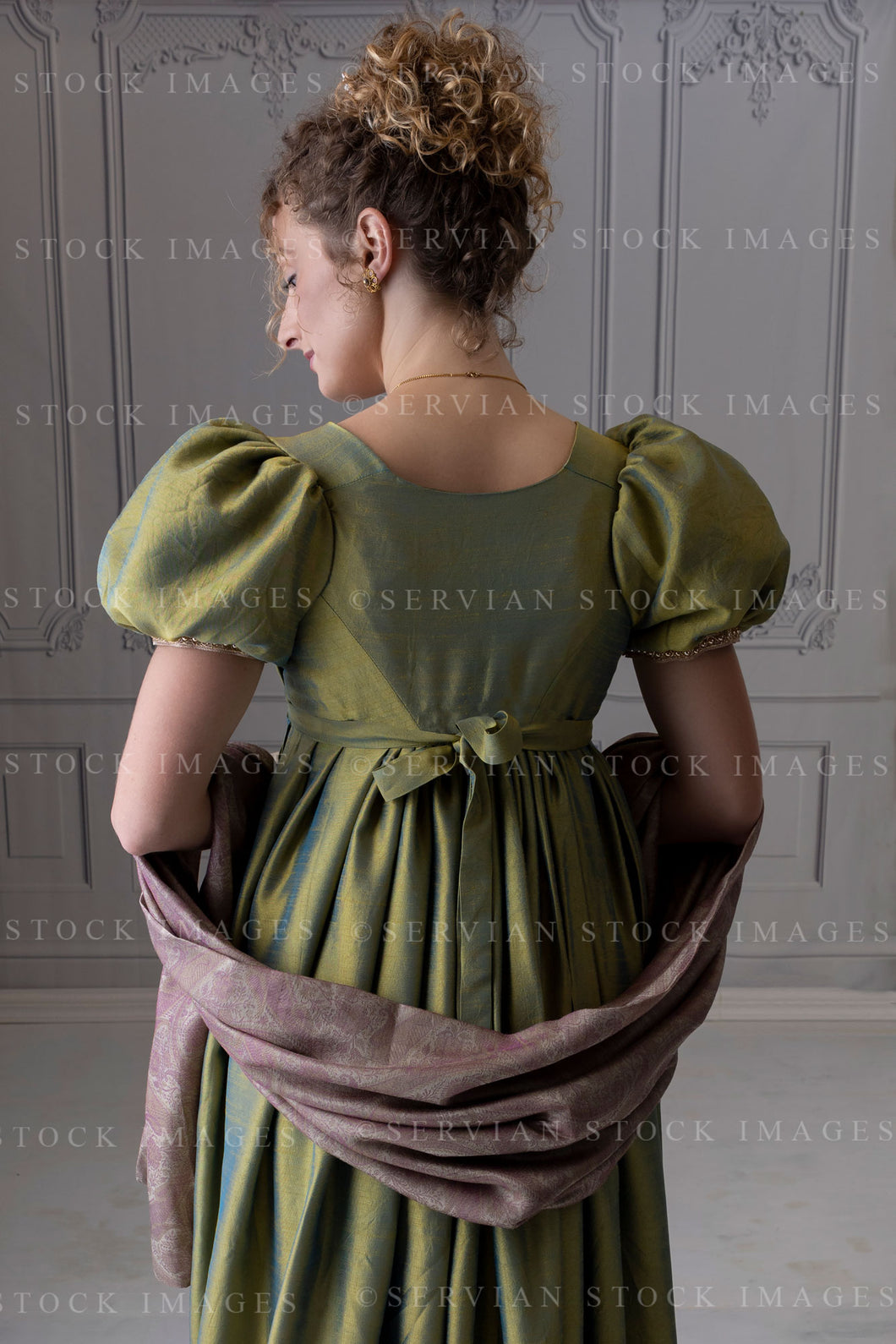 Regency woman in a shot silk gown (Sav 8579)