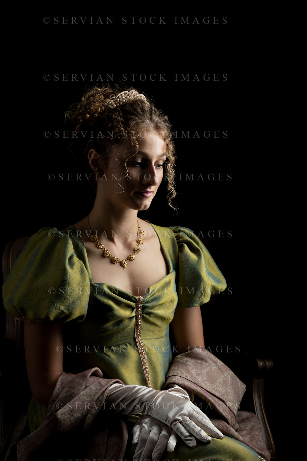 Regency woman in a shot silk gown (Sav 8591)