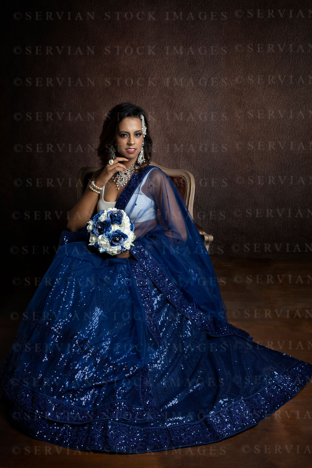 Woman wearing a blue sari  (Shelaila 9802)