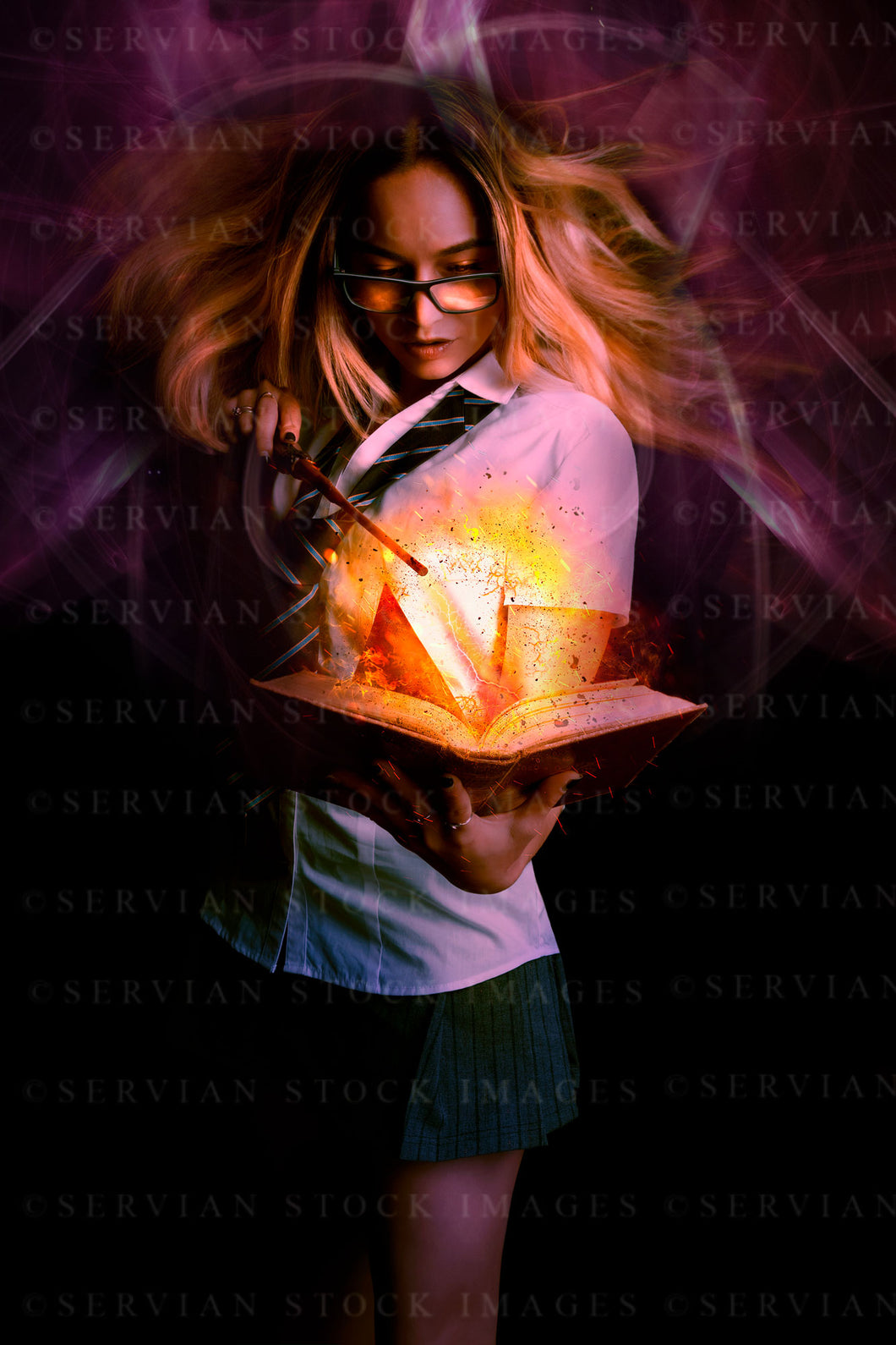 Schoolgirl doing magic (Jordarn 0364-2)